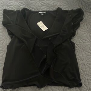 Express Black Sleeveless Ruffled Wrap Blouse